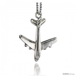 Sterling Silver Airplane Pendant, 3/4 in tall