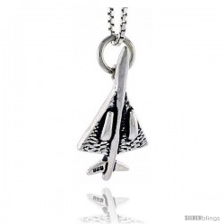 Sterling Silver Jet Plane Pendant, 7/8 in tall