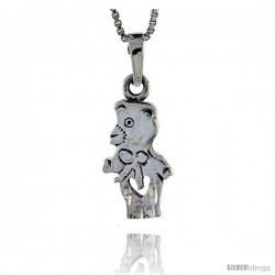 Sterling Silver Bear Pendant, 1 1/4 in tall