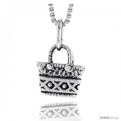 Sterling Silver Bag Pendant, 1/2 in tall