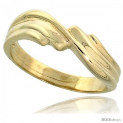 14k Gold Contemporary Whorl Ring, 3/16" (5mm) wide