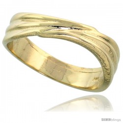 14k Gold Contemporary Wavy Ring, 1/4" (6mm) wide