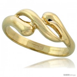 14k Gold Contemporary Wave Ring, 5/16" (8mm) wide