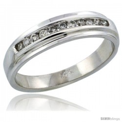 14k White Gold Ladies' Diamond Ring Band w/ 0.17 Carat Brilliant Cut Diamonds, 3/16 in. (5mm) wide