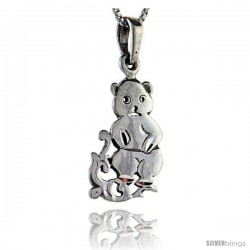 Sterling Silver Mommy Bear Pendant, 1 3/8 in tall