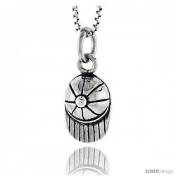 Sterling Silver Baseball Cap Pendant, 1/2 in tall -Style Pa1807