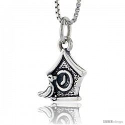 Sterling Silver Cuckoo Clock Pendant, 1/2 in tall