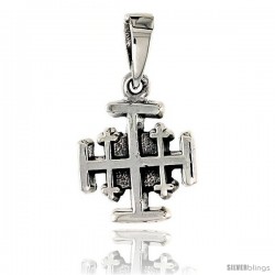 Sterling Silver Jerusalem Cross Pendant, 5/8 in tall