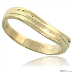 14k Gold Grooved Wavy Ring, 5/32" (4mm) wide