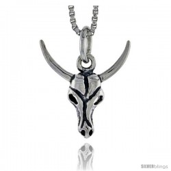 Sterling Silver Cow Skull Pendant, 5/8 in tall