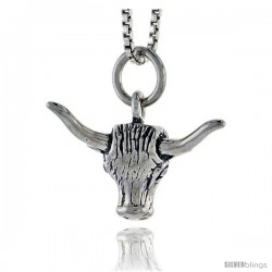 Sterling Silver Texas Longhorn Cow Pendant, 1/2 in tall