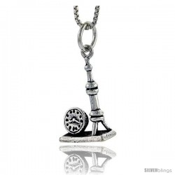 Sterling Silver Chess Game Pendant, 3/4 in tall