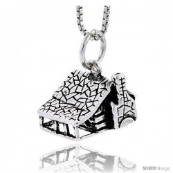 Sterling Silver House Pendant, 3/8 in tall