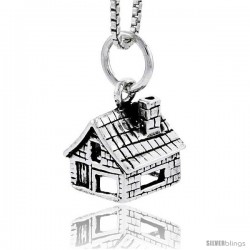 Sterling Silver House Pendant, 5/16 in tall