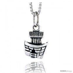 Sterling Silver Boat Pendant, 1/2 in tall