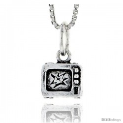 Sterling Silver Television Set Pendant, 5/16 in tall