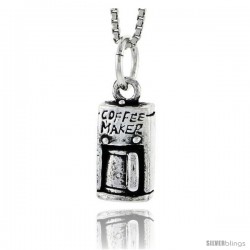 Sterling Silver Coffee Maker Pendant, 1/2 in tall