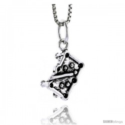 Sterling Silver Pool Table Pendant, 1/2 in tall