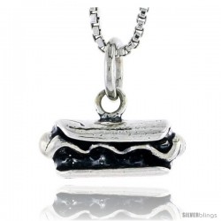 Sterling Silver Hotdog Sandwich Pendant, 1/4 in tall