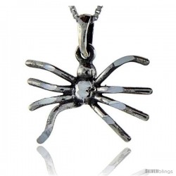 Sterling Silver Spider Pendant, 1 in tall