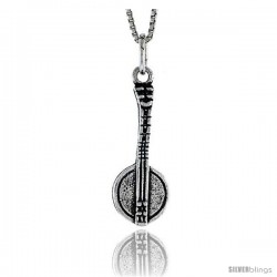 Sterling Silver Banjo Pendant, 1 in tall