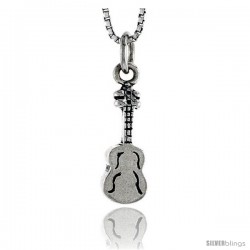 Sterling Silver Guitar Pendant, 5/8 in tall