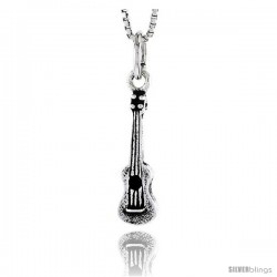 Sterling Silver Guitar Pendant, 3/4 in tall