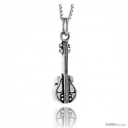 Sterling Silver Violin Pendant, 3/4 in tall