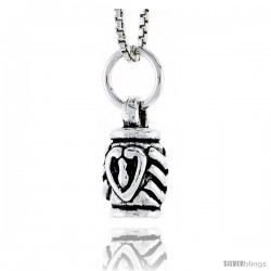 Sterling Silver Chevron Jar w/ Heart Pendant, 3/8 in tall