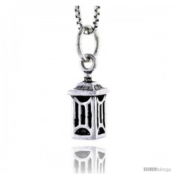 Sterling Silver Japanese Lantern Pendant, 1/2 in tall