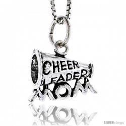 Sterling Silver Cheerleader Mom Horn Pendant, 1/2 in wide