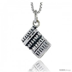 Sterling Silver Book Pendant, 3/8 in tall