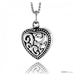 Sterling Silver Heart Pendant, 1/2 in tall -Style Pa1875