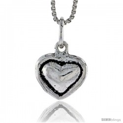 Sterling Silver Heart Pendant, 1/2 in tall -Style Pa1876