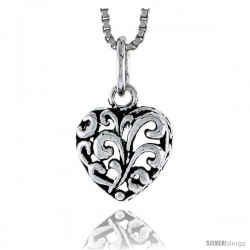 Sterling Silver Heart Pendant, 1/2 in tall -Style Pa1877