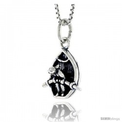 Sterling Silver Girl Row Boating Pendant, 1/2 in tall