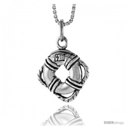 Sterling Silver Boat lifesaver Pendant, 5/8 in tall