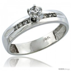 14k White Gold Diamond Engagement Ring w/ 0.26 Carat Brilliant Cut Diamonds, 5/32 in. (4mm) wide