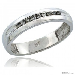 14k White Gold Ladies' Diamond Ring Band w/ 0.11 Carat Brilliant Cut Diamonds, 5/32 in. (4mm) wide