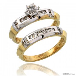 14k Gold 2-Piece Diamond Engagement Ring Set w/ Rhodium Accent, w/ 0.40 Carat Brilliant Cut Diamonds, 5/32 in. (4mm) wide