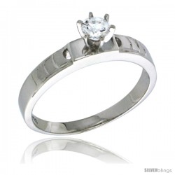 Sterling Silver Cubic Zirconia Solitaire Engagement Ring 0.5 ct size Brilliant Cut 5/32 in wide