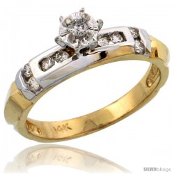 14k Gold Diamond Engagement Ring w/ Rhodium Accent, w/ 0.21 Carat Brilliant Cut Diamonds, 5/32 in. (4mm) wide