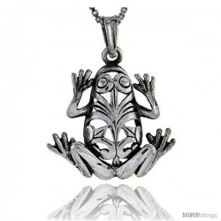 Sterling Silver Frog Pendant, 1 1/8 in tall