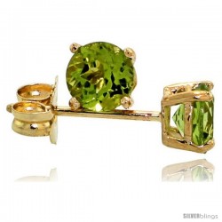 14K Gold 4 mm Peridot Stud Earrings 1/2 cttw August Birthstone