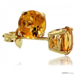 14K Gold 5 mm Citrine Stud Earrings 1 cttw November Birthstone