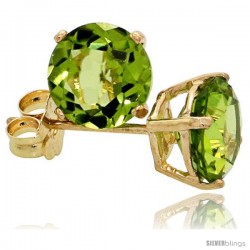 14K Gold 6 mm Peridot Stud Earrings 2 cttw August Birthstone