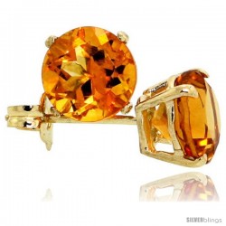 14K Gold 6 mm Citrine Stud Earrings 2 cttw November Birthstone