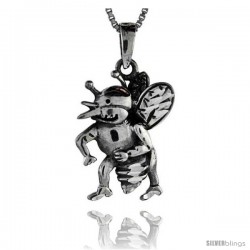 Sterling Silver Bee Pendant, 1 1/2 in tall