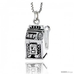 Sterling Silver Slot Machine Pendant, 5/8 in tall