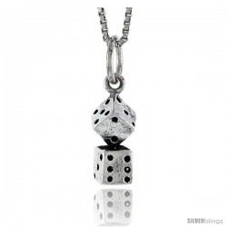 Sterling Silver Double Dice Pendant, 19/32 in tall